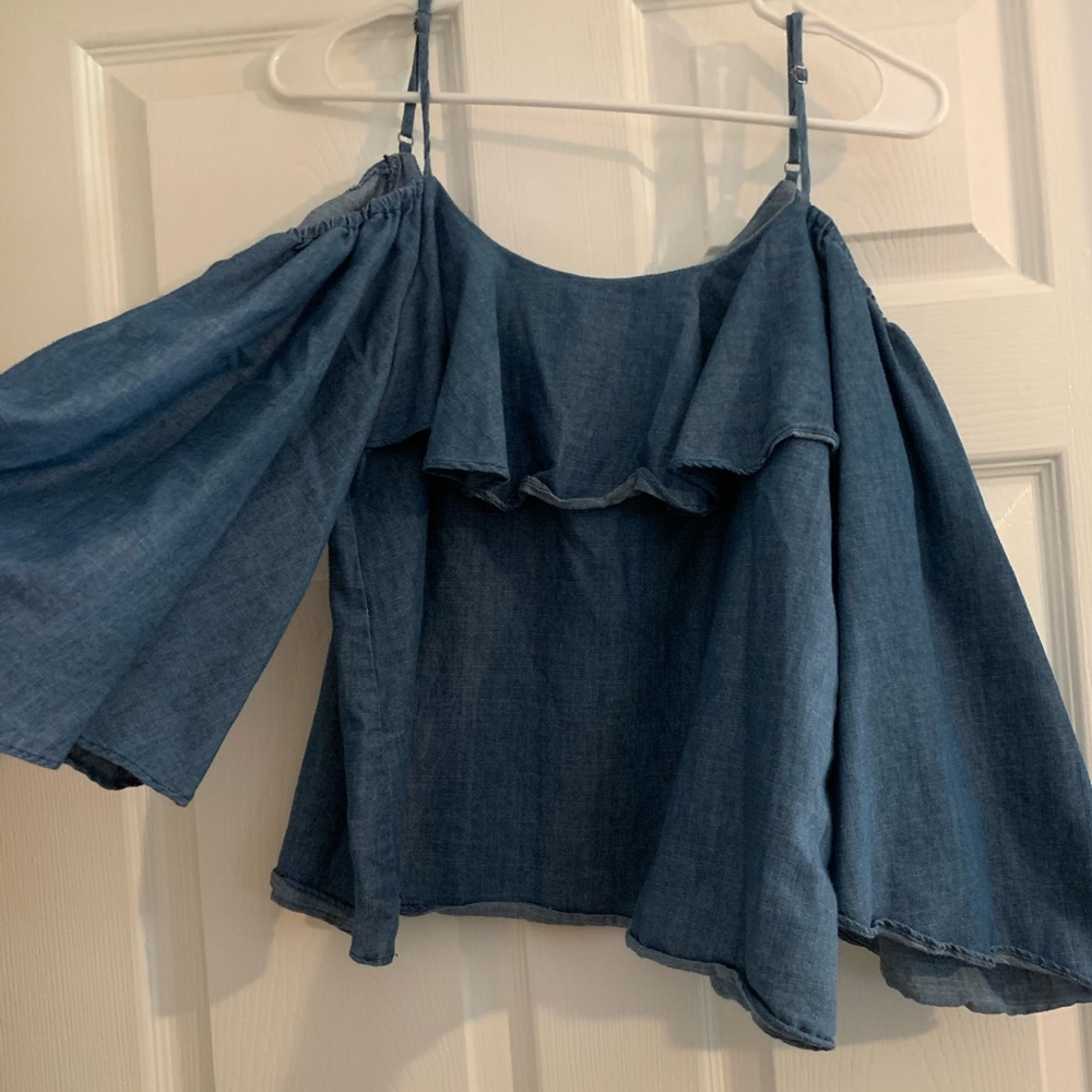 Denim bell sleeve shirt